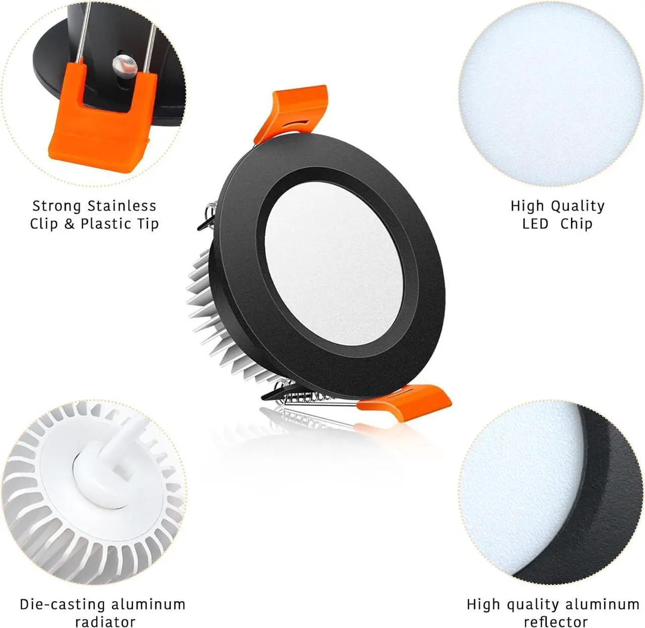 Alt view image 3 of 7 - 2 Inch LED Downlight, 3W Recessed Lighting Dimmable Ceiling Light Kit, 3000K Warm White, CRI80 Black LED Can Lights with LED Driver(35W Halogen Equivalent), 10 Pack