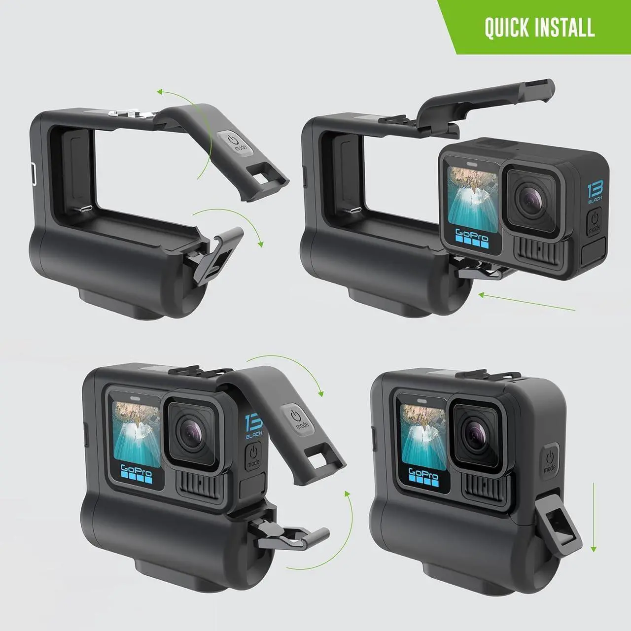 Alt view image 5 of 7 - Extended Battery Module for GoPro Hero 13/12/11/10/9 IP68 Waterproof 33FT Dustproof Rechargeable Pass Through Power Bank Backup Housing Frame Case with Built-in Charging Battery for GoPro