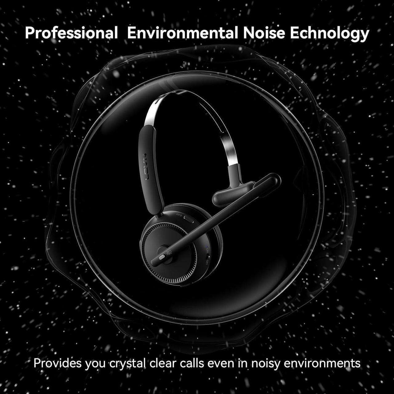 Alt view image 2 of 7 - Wireless Headset 5.2 for Call Center, Bluetooth Headphones with Mic for Work(Noise Cancelling), 65 Hours Woktime & Mute Button,Wireless Headset for Work from Home/Office/PC/Computer/Laptop(Black)