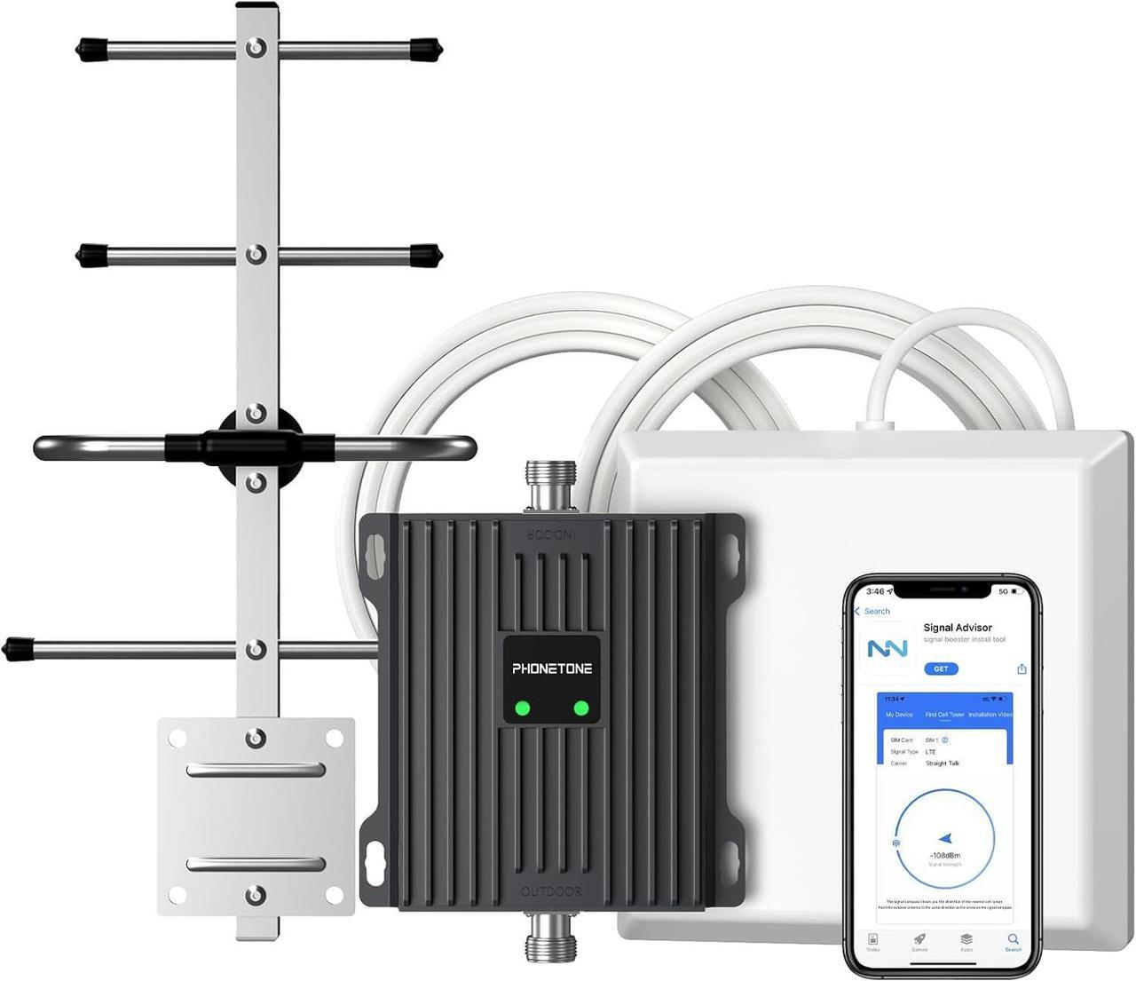 Main image of Cell Phone Signal Booster for Verizon and AT&T | Up to 4,500 Sq Ft | Boost 4G LTE 5G Signal on Band 12/13/17 | 65dB Dual Band Cellular Repeater with High Gain Antennas | FCC Approved