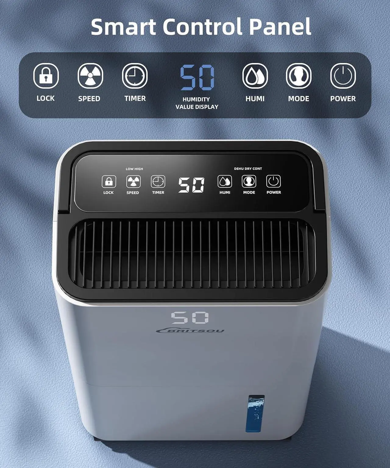 Alt view image 2 of 7 - 2000 Sq. Ft Dehumidifier for Basement with Drain Hose & 0.66 Gallon Tank, 34 Pint Dehumidifiers for Home with Auto Shut off, 24HR Timer