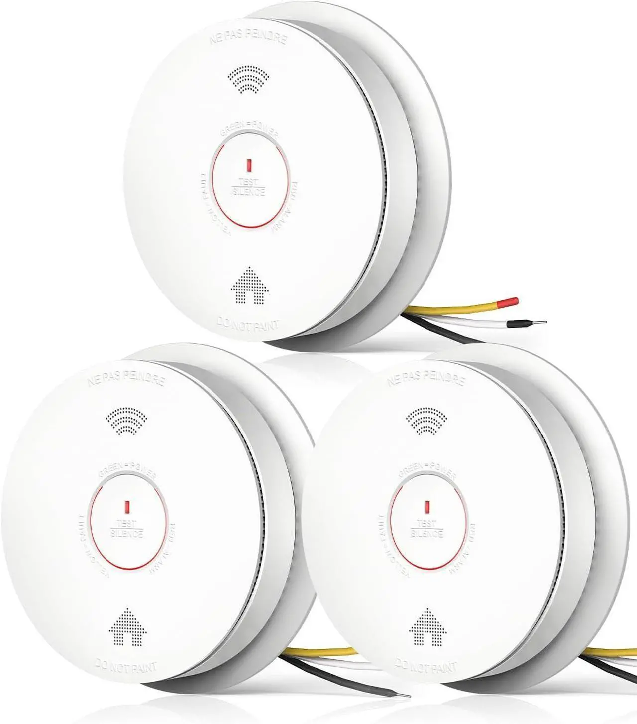 Main image of Hardwired Interconnected Smoke Detector Carbon Monoxide Detector Combo with 2 AA Batteries Back Up, 2 in 1 Smoke and CO Detector with Voice Alert, Smoke and CO Alarm with Self-Check, 3 Pack