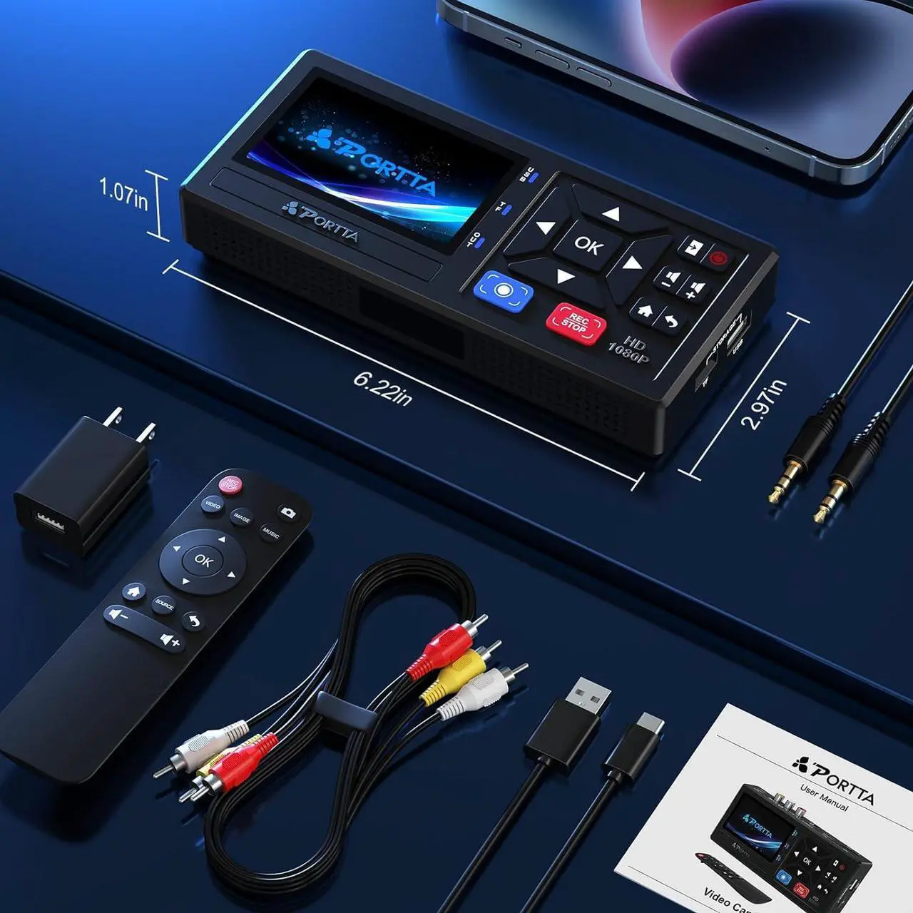 Alt view image 6 of 7 - VHS to Digital Converter, Video to Digital Recorder with Remote, Compatible with VHS, VCR, DVR, DVD, Cassette, Hi8, Mini DV Players, Camcorder, Gaming Consoles (Player not Included)