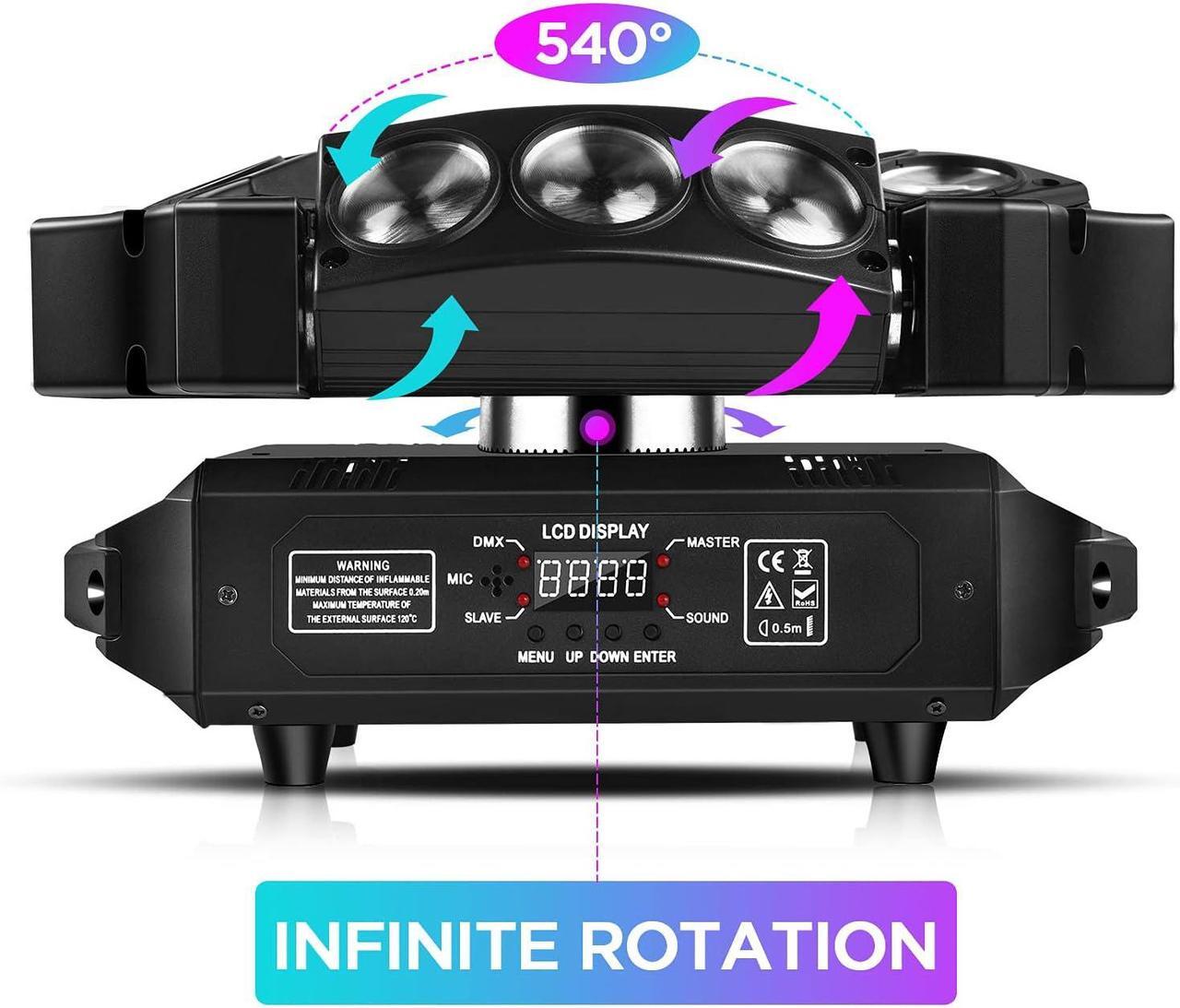 Alt view image 6 of 7 - Moving Head Lights, U`King DJ Lights 9 LEDs Heads X 10W RGB Stage Lighs 12/19 Channels DMX-512 and Sound Activated Great for Wedding Disco Party Light