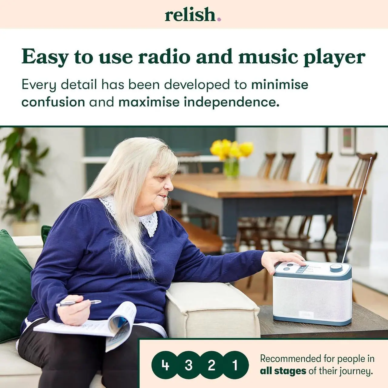 Alt view image 2 of 7 - Simple Portable FM Radio and MP3 Music Player for Seniors, Elderly or Visually Impaired  Large Buttons, Simple Design, Easy to Use