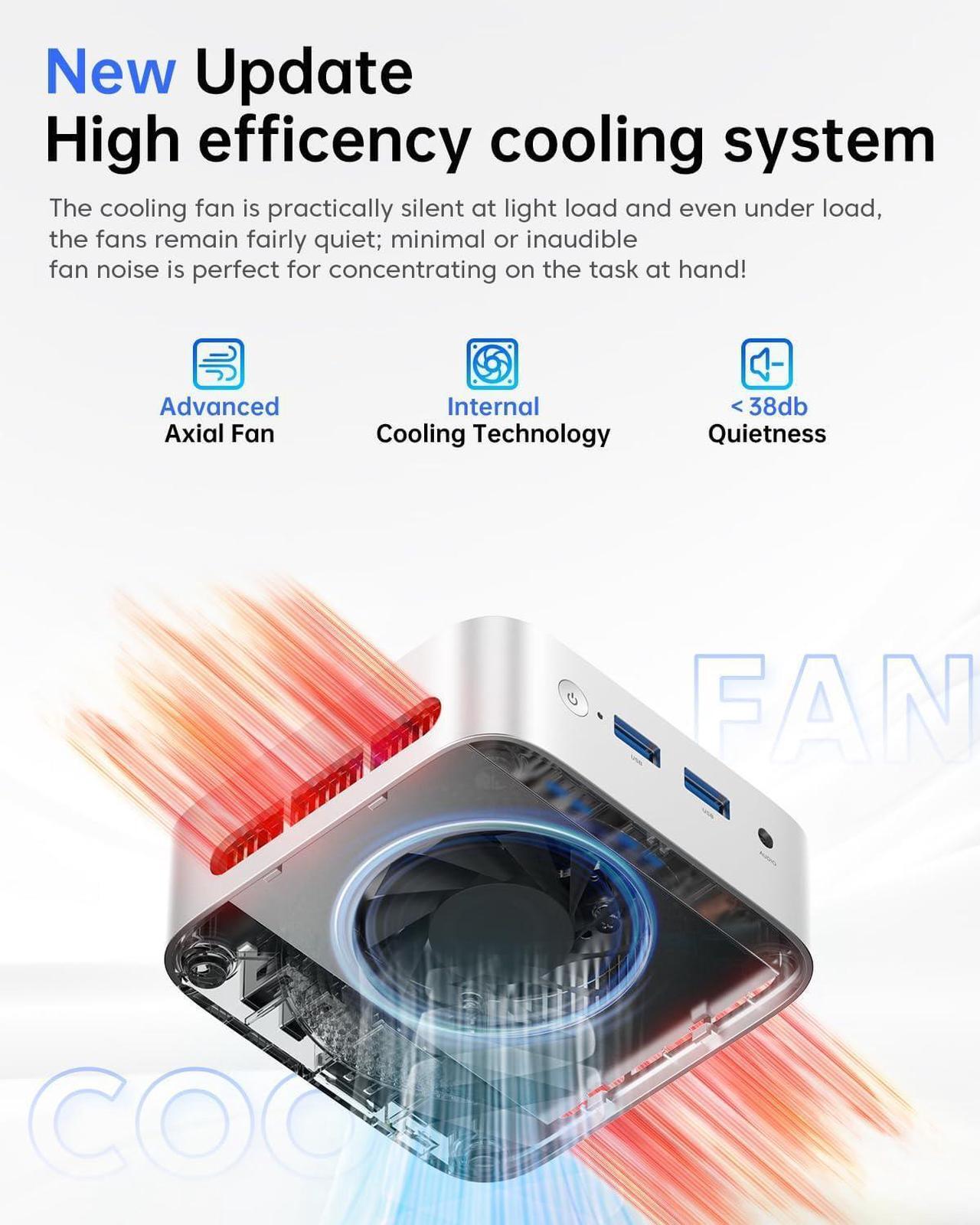 Alt view image 5 of 7 - Mini PC Advanced CPU Twin Lake N150 up to 3.6GHz 16GB DDR4 RAM 256GB SSD Desktop Mini Computer Win 11 Pro (Beat N97/N95) Micro PC 4K Dual Display HDMI WiFi/BT Mini PC N150 for Home/Office