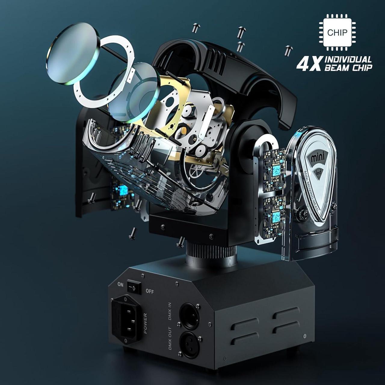 Alt view image 5 of 7 - DJ Lights Moving Head U`King Mini LED Moving Head Light RGBW Stage Lighting Beam Spot Lights by DMX 512 Sound Activated Control for Wedding Disco Party Indoor Christmas and Halloween(Set of 2)