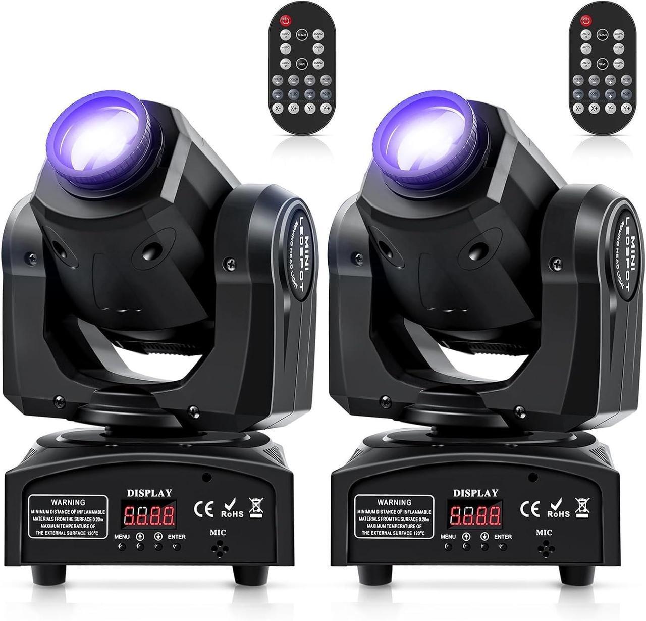 Main image of 2PCS 60W LED Moving Head Light Stage Lights with Remote Control 8 GOBO 8 Pattern Spotlight by DMX Controlled 11 Channel with Sound Activated for Disco Club Party Stage Lighting Shows