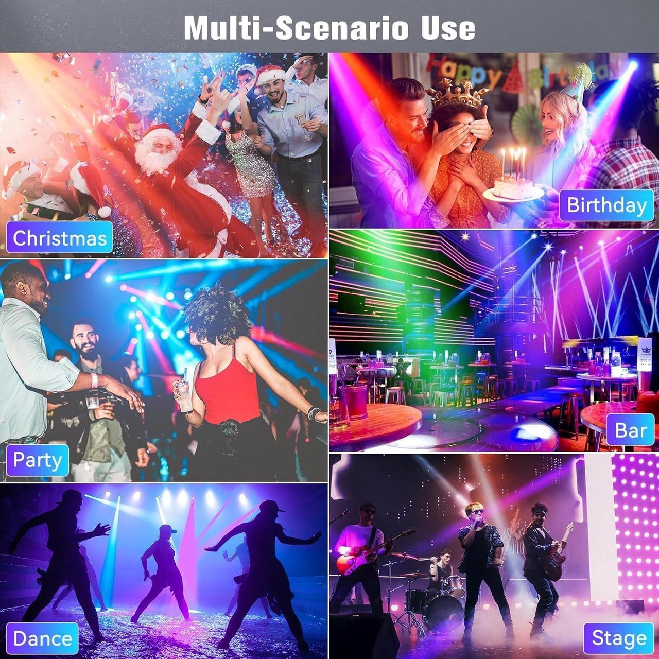 Alt view image 6 of 7 - 2PCS 60W LED Moving Head Light Stage Lights with Remote Control 8 GOBO 8 Pattern Spotlight by DMX Controlled 11 Channel with Sound Activated for Disco Club Party Stage Lighting Shows