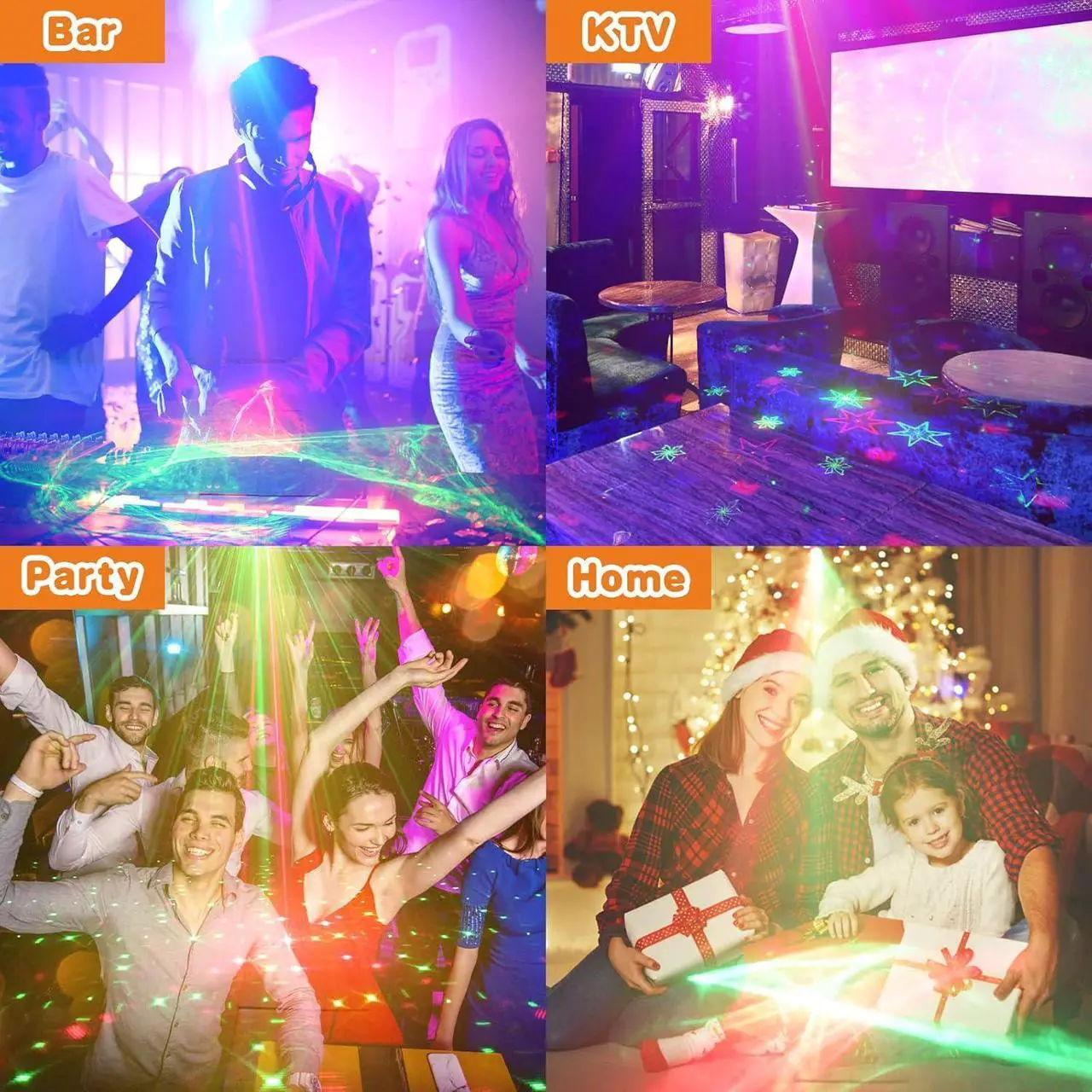 Alt view image 4 of 7 - DJ Disco Party Lights Battery Powered - Northern Laser Light Effect RGB Led Sound Activated Strobe Lighting with Remote Control for Indoor Birthday Halloween Karaoke Club KTV