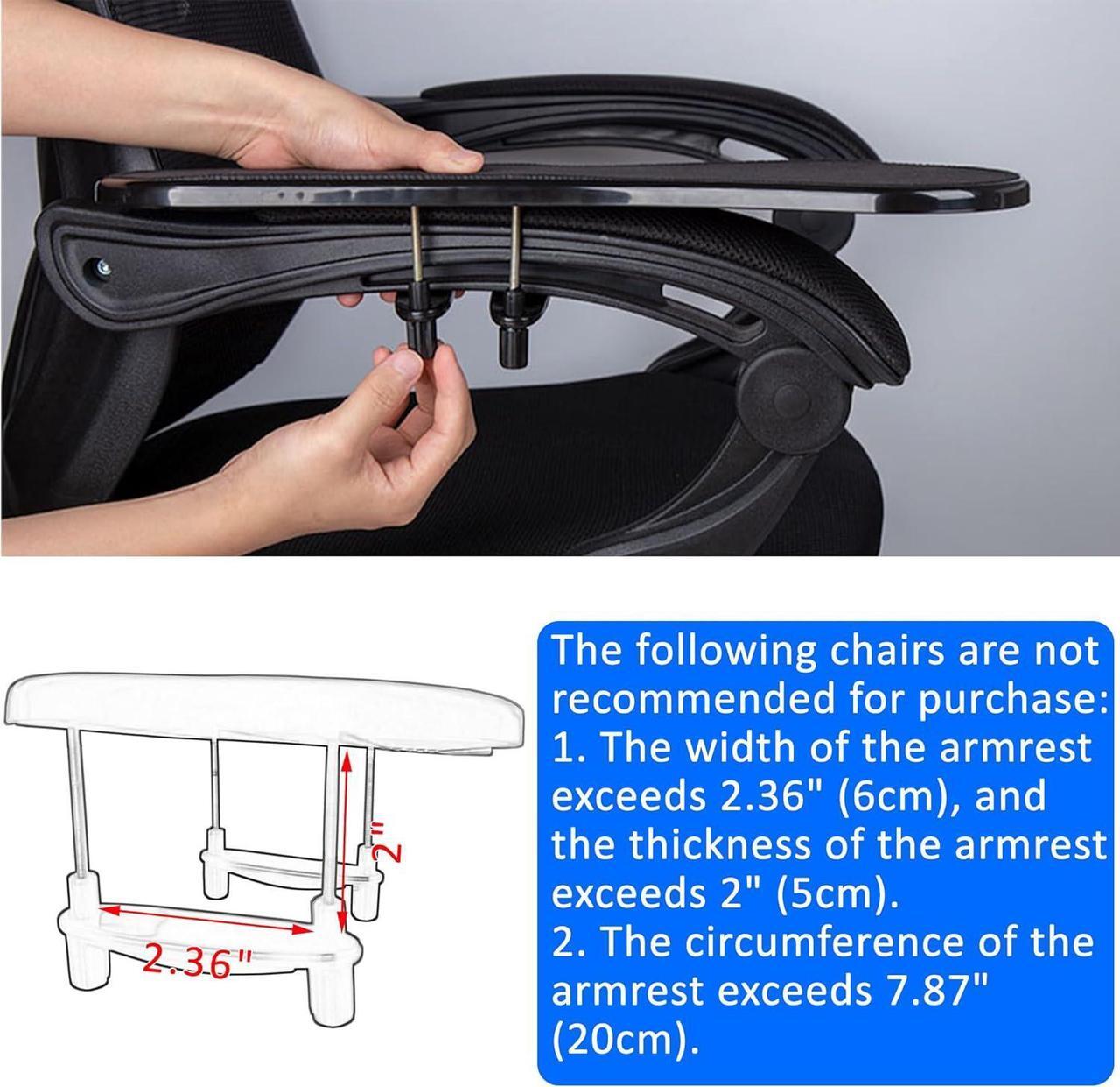 Alt view image 5 of 7 - 2 Pack Arm Support Wrist Rest for Table and Chair, Ergonomic Armrest Desk Extender, Multifunctional Computer Mouse Pad Holder (2 x Black)