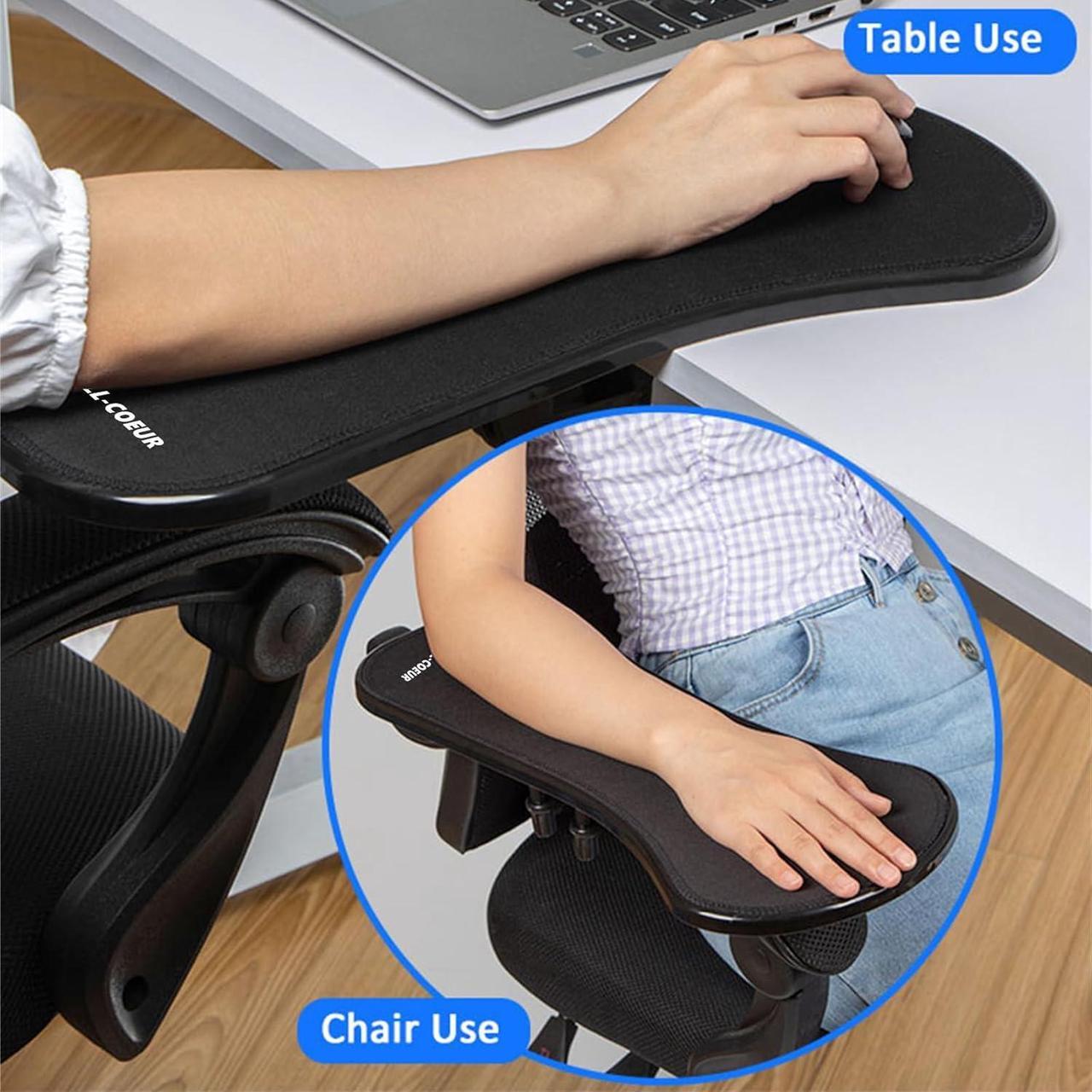 Alt view image 3 of 7 - 2 Pack Arm Support Wrist Rest for Table and Chair, Ergonomic Armrest Desk Extender, Multifunctional Computer Mouse Pad Holder (2 x Black)