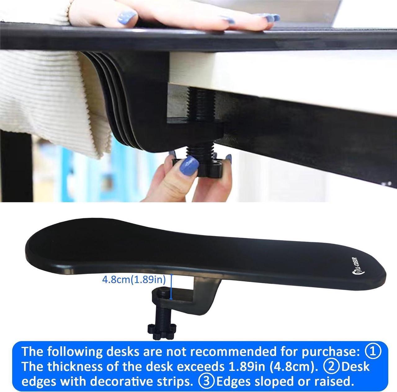 Alt view image 4 of 7 - 2 Pack Arm Support Wrist Rest for Table and Chair, Ergonomic Armrest Desk Extender, Multifunctional Computer Mouse Pad Holder (2 x Black)