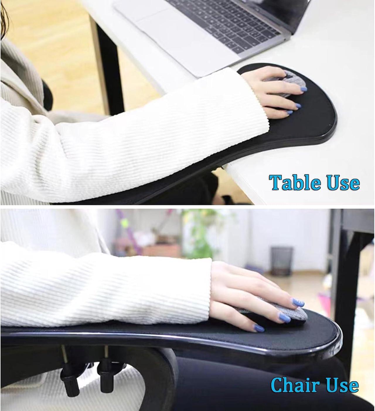 Alt view image 7 of 7 - 2 Pack Arm Support Wrist Rest for Table and Chair, Ergonomic Armrest Desk Extender, Multifunctional Computer Mouse Pad Holder (2 x Black)