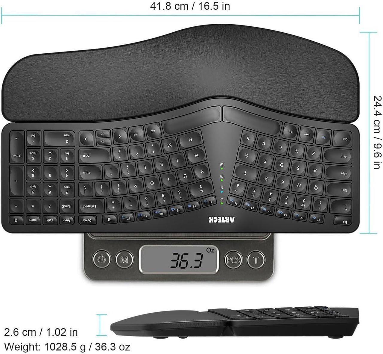Alt view image 6 of 7 - Split Ergonomic Keyboard with Cushioned Wrist and Palm Rest, 2.4G USB Wireless Comfortable Natural Ergonomic Split Keyboard, for Windows Computer Desktop Laptop