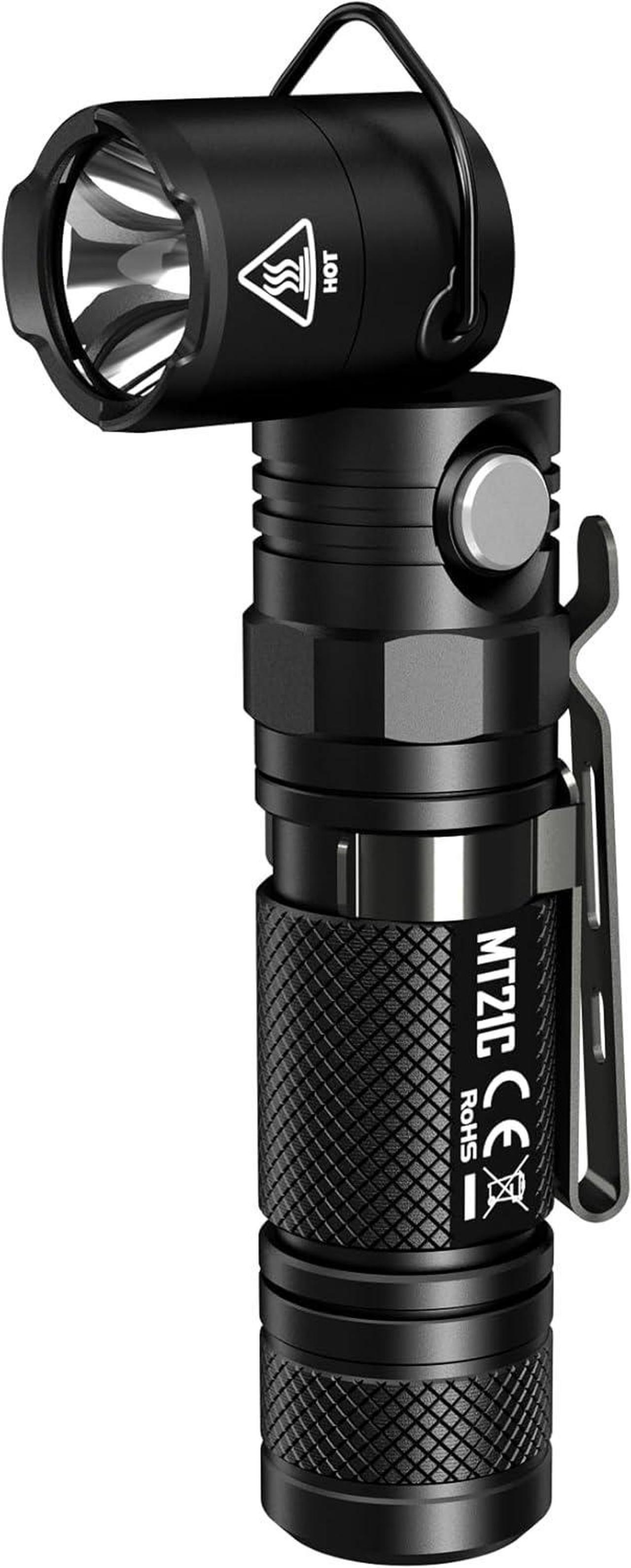 Alt view image 2 of 7 - MT21C LED Flashlight, 1000 Lumen Right Angle 90 Degree Tiltable Head L-Shape USB Rechargeable with Hard Duty Holster