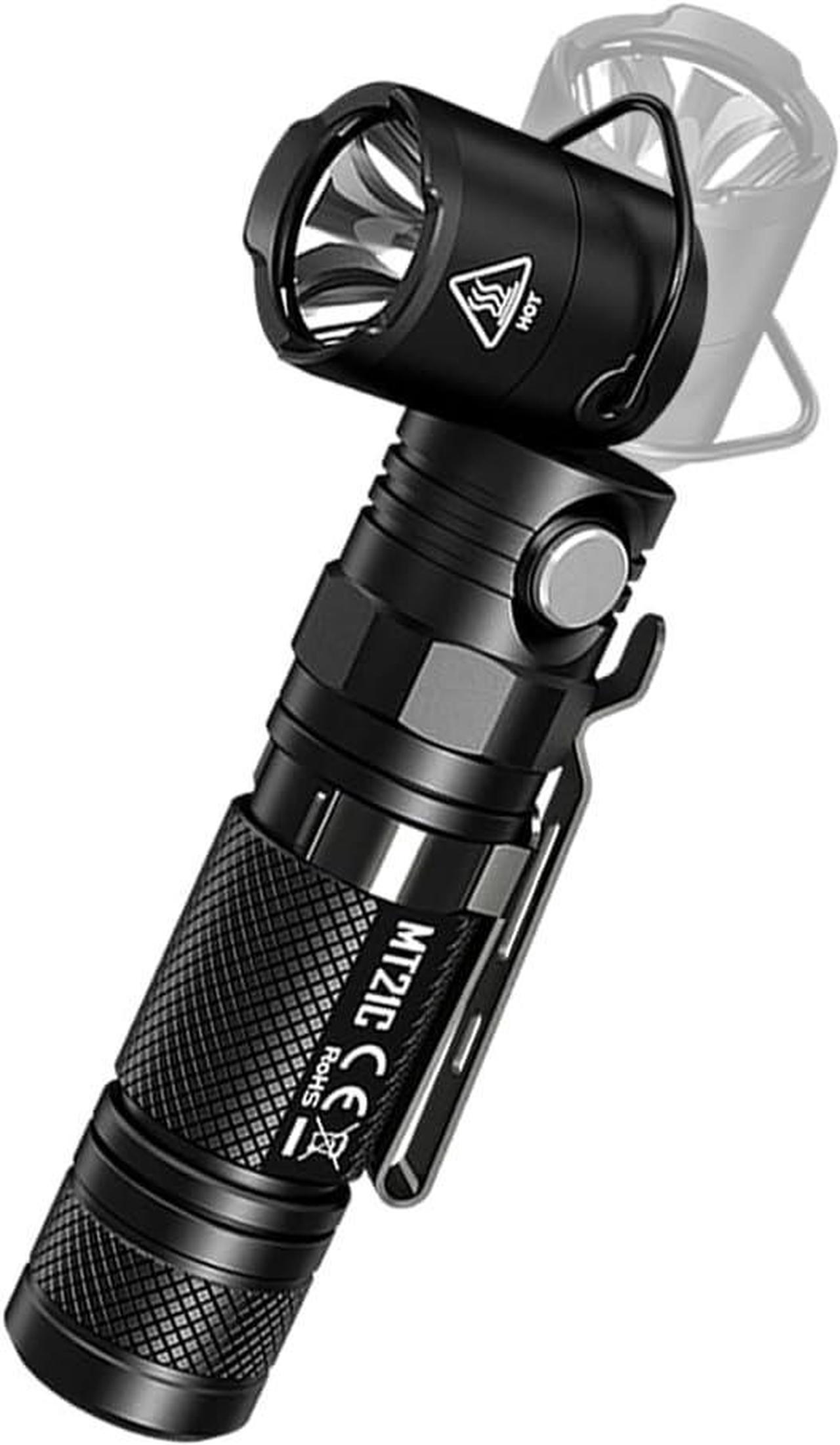 Alt view image 3 of 7 - MT21C LED Flashlight, 1000 Lumen Right Angle 90 Degree Tiltable Head L-Shape USB Rechargeable with Hard Duty Holster