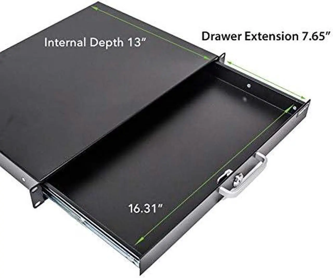 Alt view image 2 of 7 - Rack Mount Drawer for 19-Inch Server Cabinet Case Or DJ with Lock and Key 1U Black