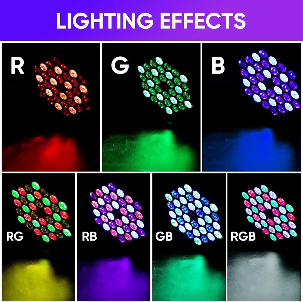 Alt view image 3 of 7 - DJ Par Lights for Party: 36 RGB LED Uplighting Stage Light with Sound Activated Remote DMX Control - Uplights Disco Lights for Parties Events Club Dance Stage Lighting