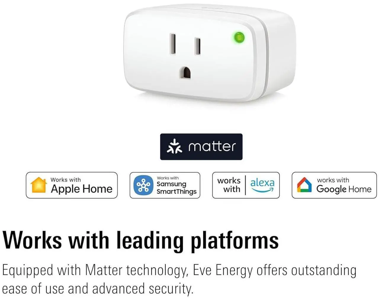 Alt view image 2 of 7 - 2 Pack  Smart Plug, App and Voice Control, 100% Privacy, Matter Over Thread, Works with  Home, Alexa, Google Home, SmartThings, requires Thread Border Router