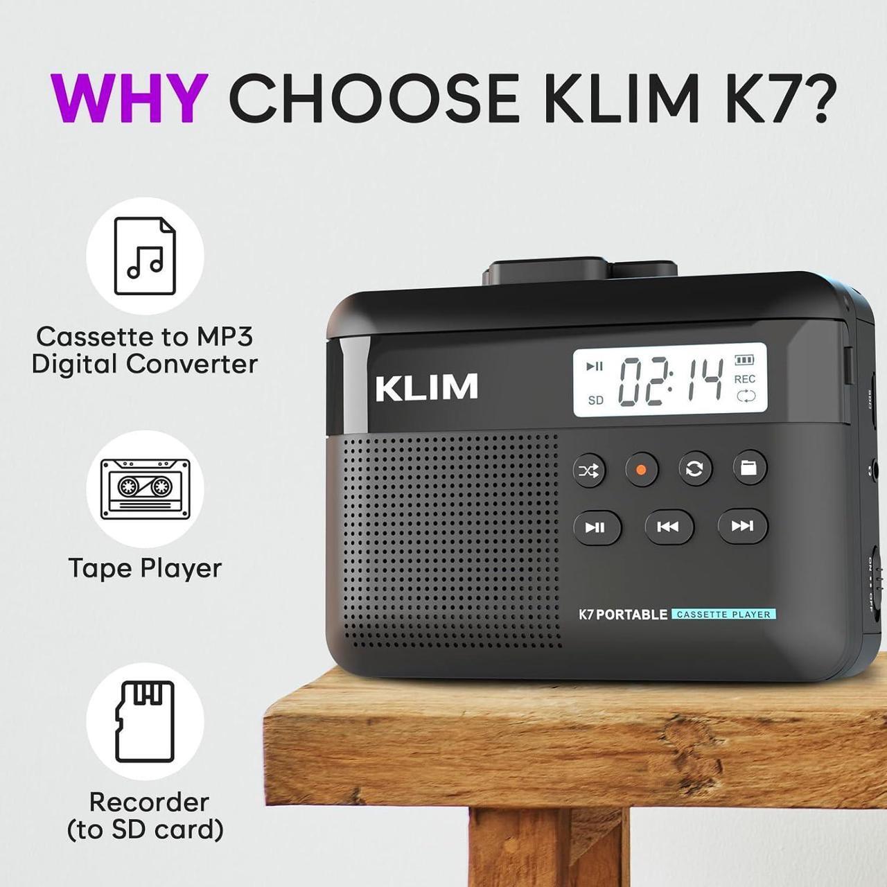 Alt view image 2 of 7 - K7 Cassette Tape Player + Cassette to MP3 Converter + Portable Cassette Player + Walkman Cassette Player + Built-in Microphone & Speaker + Rechargeable Battery + Earphones + 16GB SD Card