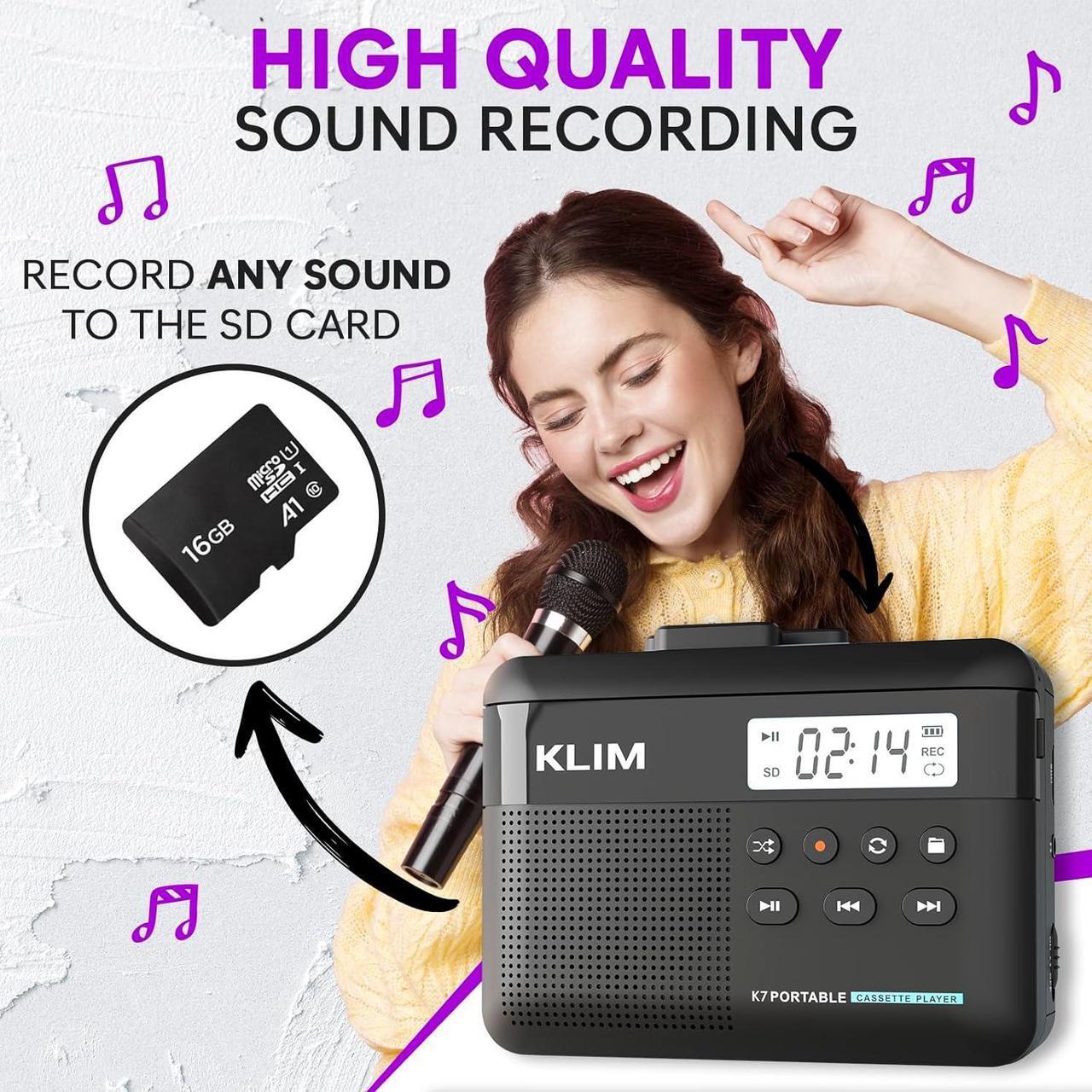 Alt view image 4 of 7 - K7 Cassette Tape Player + Cassette to MP3 Converter + Portable Cassette Player + Walkman Cassette Player + Built-in Microphone & Speaker + Rechargeable Battery + Earphones + 16GB SD Card