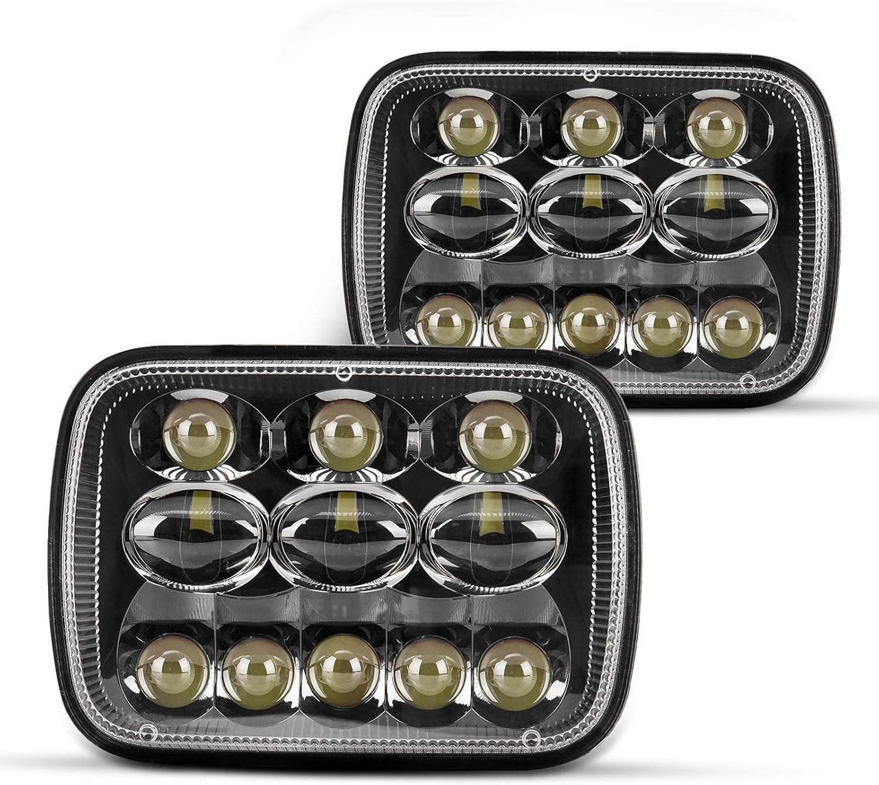 Main image of 7x6 5x7 Led Headlights 300% Brighter Upgraded Led Sealed Beam Headlamps with High Low Beam H6054 6054 Led Headlights Replacement for YJ Cherokee XJ Savana Truck with H4 Adapters
