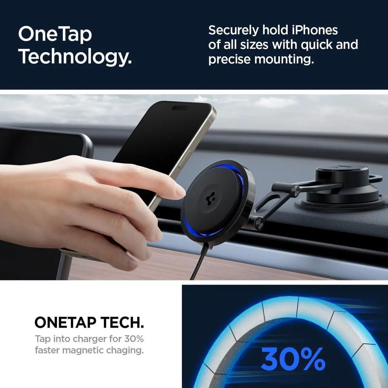 Alt view image 5 of 7 - OneTap Pro 3 Cryomax (Fast Charging with Ultra-Quiet Noiseless Cooling) Wireless MagSafe Car Mount Charger Dashboard Designed for iPhone 16 Pro Max, 16 Pro, 16 Plus, 15, 14, 13, & 12 Series