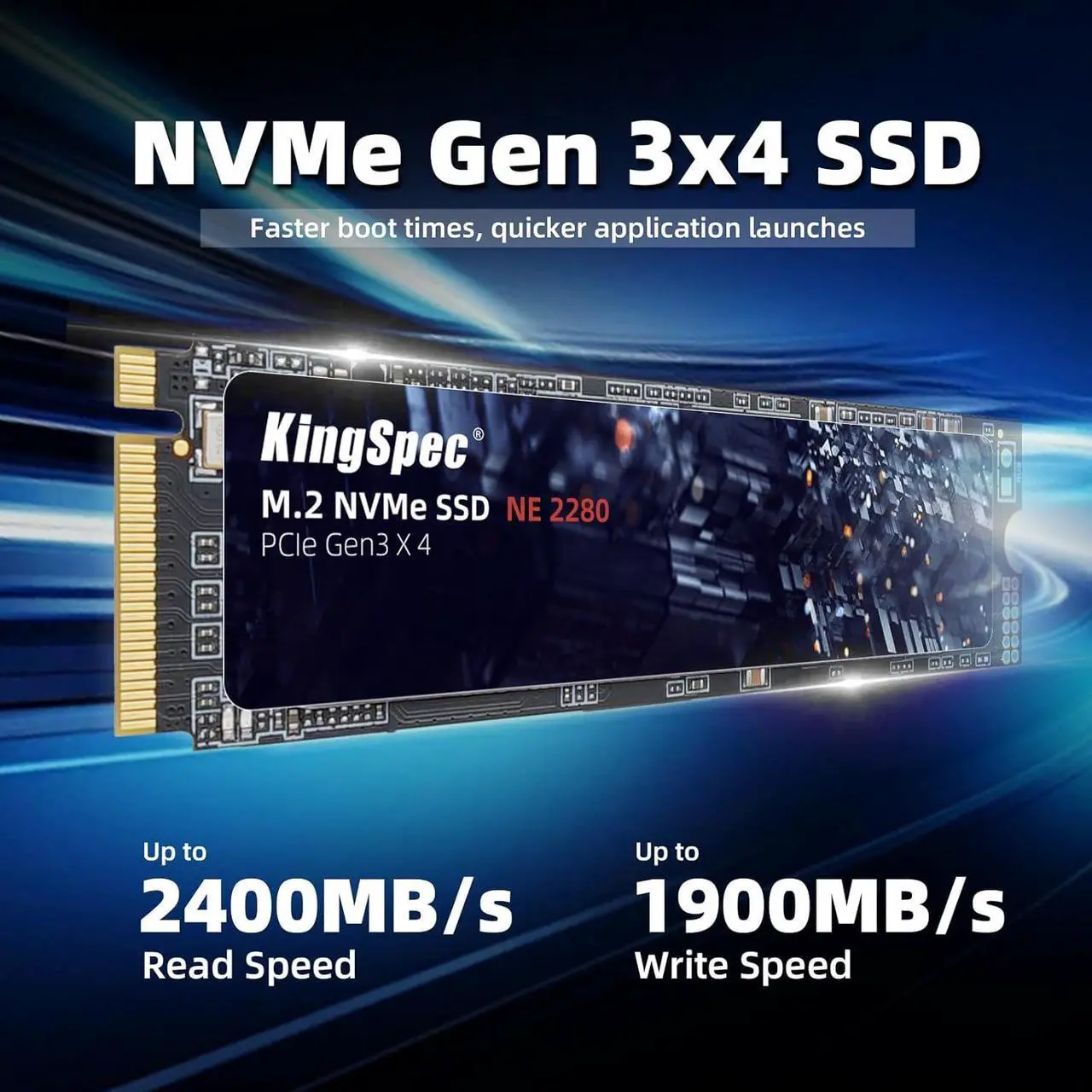 Alt view image 2 of 7 - SSD 1TB, M.2 NVMe Gen3x4 SSD 2280 - Up to 2400MB/s, Internal Solid State Drive with 3D NAND Flash, Compatible with Desktop and Laptop