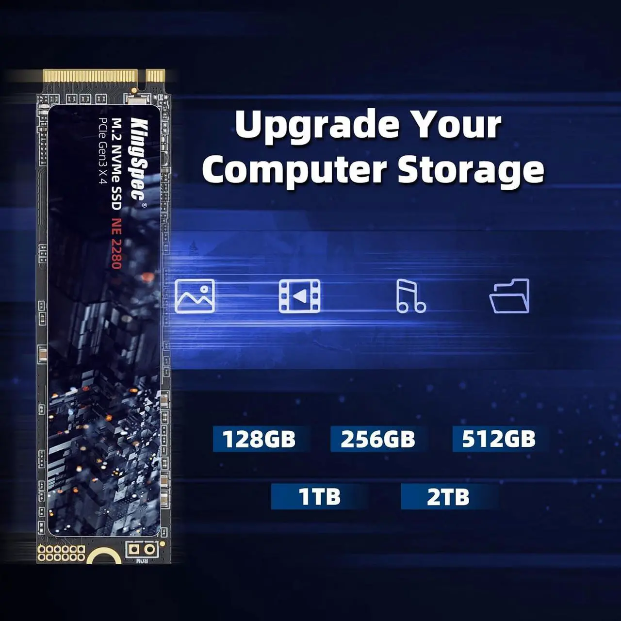 Alt view image 5 of 7 - SSD 1TB, M.2 NVMe Gen3x4 SSD 2280 - Up to 2400MB/s, Internal Solid State Drive with 3D NAND Flash, Compatible with Desktop and Laptop