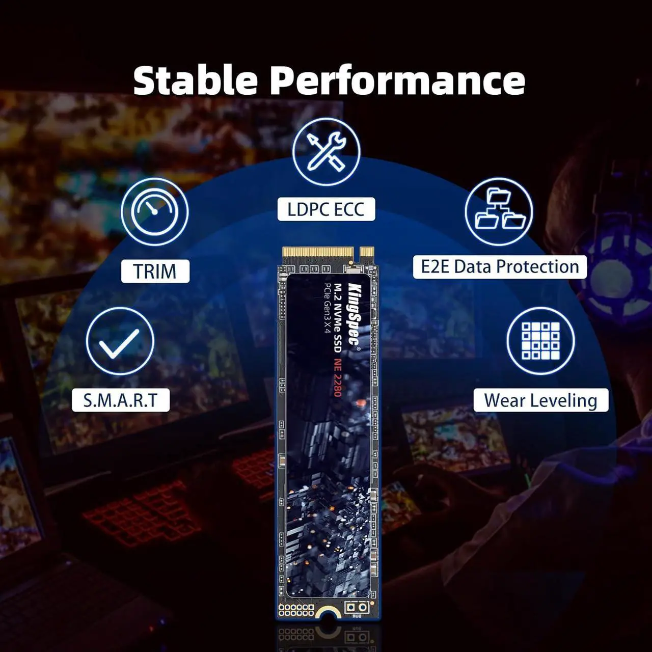 Alt view image 6 of 7 - SSD 1TB, M.2 NVMe Gen3x4 SSD 2280 - Up to 2400MB/s, Internal Solid State Drive with 3D NAND Flash, Compatible with Desktop and Laptop