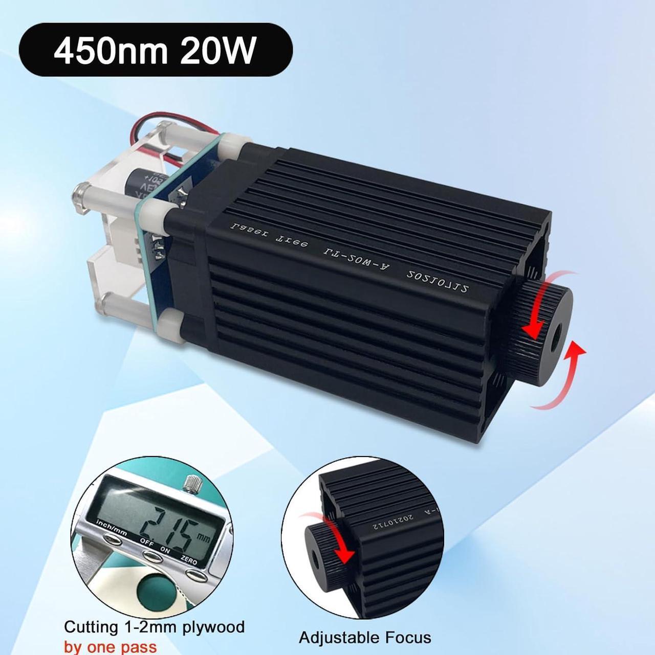 Alt view image 2 of 7 - Laser Engraver Module, 4000mW Optical Power, Laser Engraving Cutting Module, Adjustable Focal, 450nm Laser Head for Laser Engraver Cutter Machine DIY Wood Paper Leather, Class 4