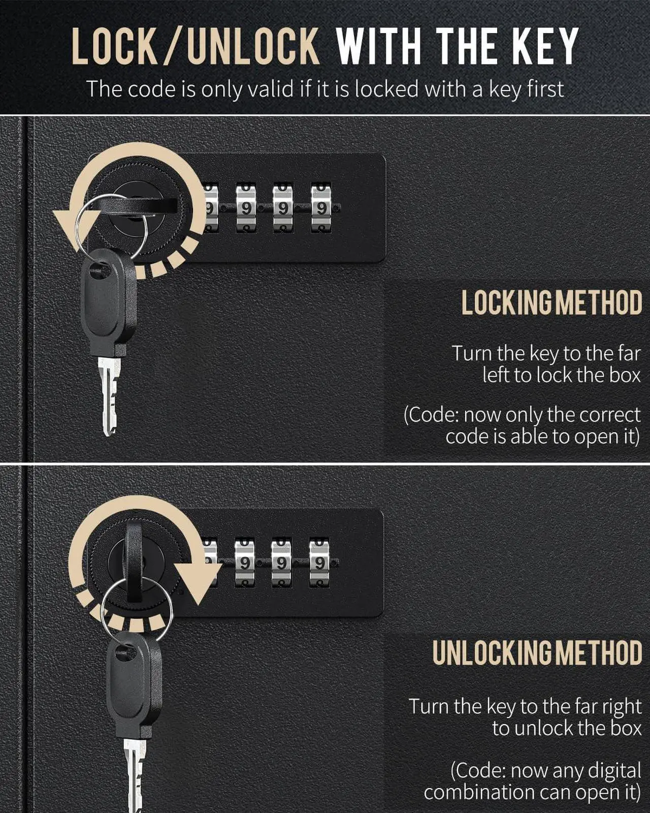 Alt view image 5 of 7 - 100 Position Slotted Key Cabinet with Combination & Key Lock Resettable Black Digital Security Storage Box Steel Key Organizer with Slotted Racks White Key Tag Labels and Permanent Pen