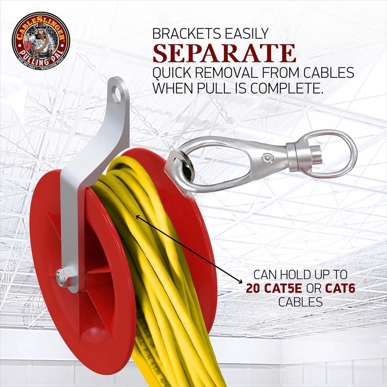 Alt view image 5 of 7 - Low Voltage & Network Cable Installation Pulley. The Best Cat5e & 6, Coax, Fire Alarm, Access Control & Audio Cable Pulley for Low Voltage Wire Pulling & Safe Working  Assembled in USA