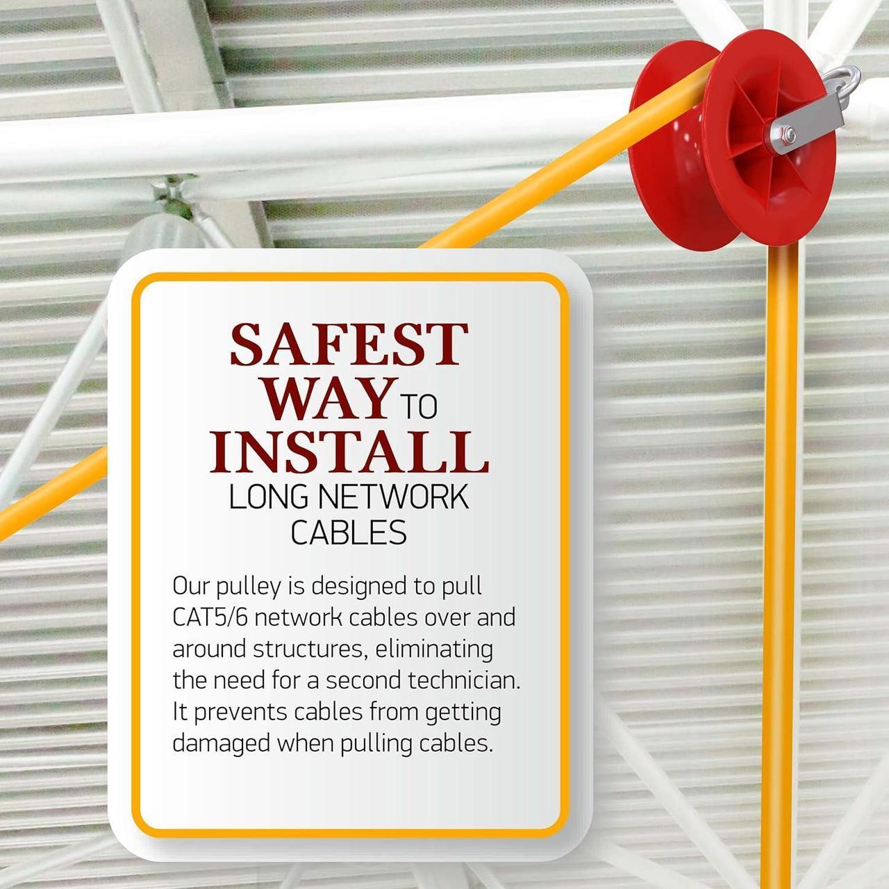 Alt view image 3 of 7 - Low Voltage & Network Cable Installation Pulley. The Best Cat5e & 6, Coax, Fire Alarm, Access Control & Audio Cable Pulley for Low Voltage Wire Pulling & Safe Working  Assembled in USA