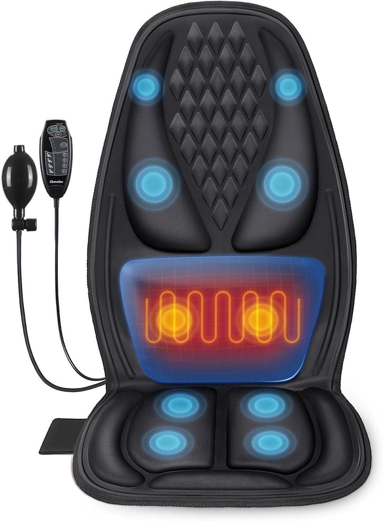 Main image of Back Massager with Heat, Massage Seat Cushion with 3D Lumbar Traction, 10 Vibrating Motors Massager Chair Pad for Full Body Pain Relief, and Home Use