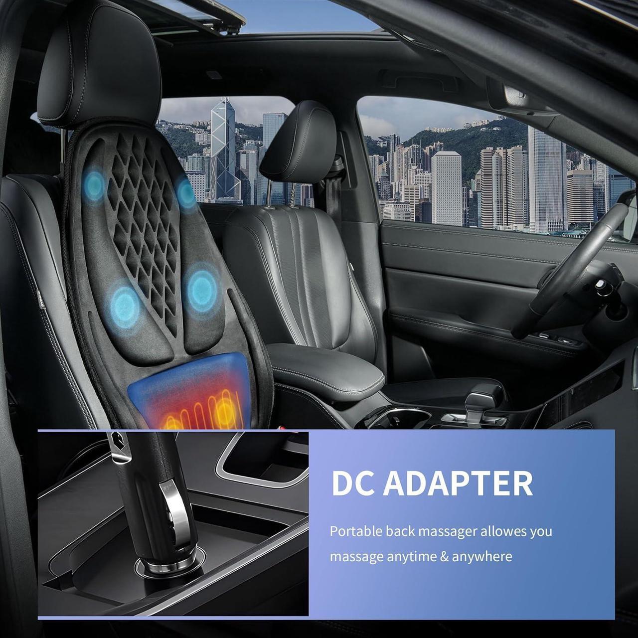 Alt view image 5 of 7 - Back Massager with Heat, Massage Seat Cushion with 3D Lumbar Traction, 10 Vibrating Motors Massager Chair Pad for Full Body Pain Relief, and Home Use