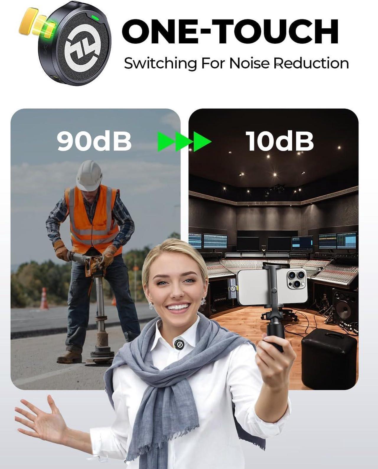 Alt view image 4 of 7 - Lark M2 Wireless Lavalier Microphone for iPhone/Android/Camera/PC/Laptop with Lightning/USB-C/Plug, 48KHz 24Bit, 1000ft Range, Noise Cancellation, 30H Battery for Video Recording, Streaming