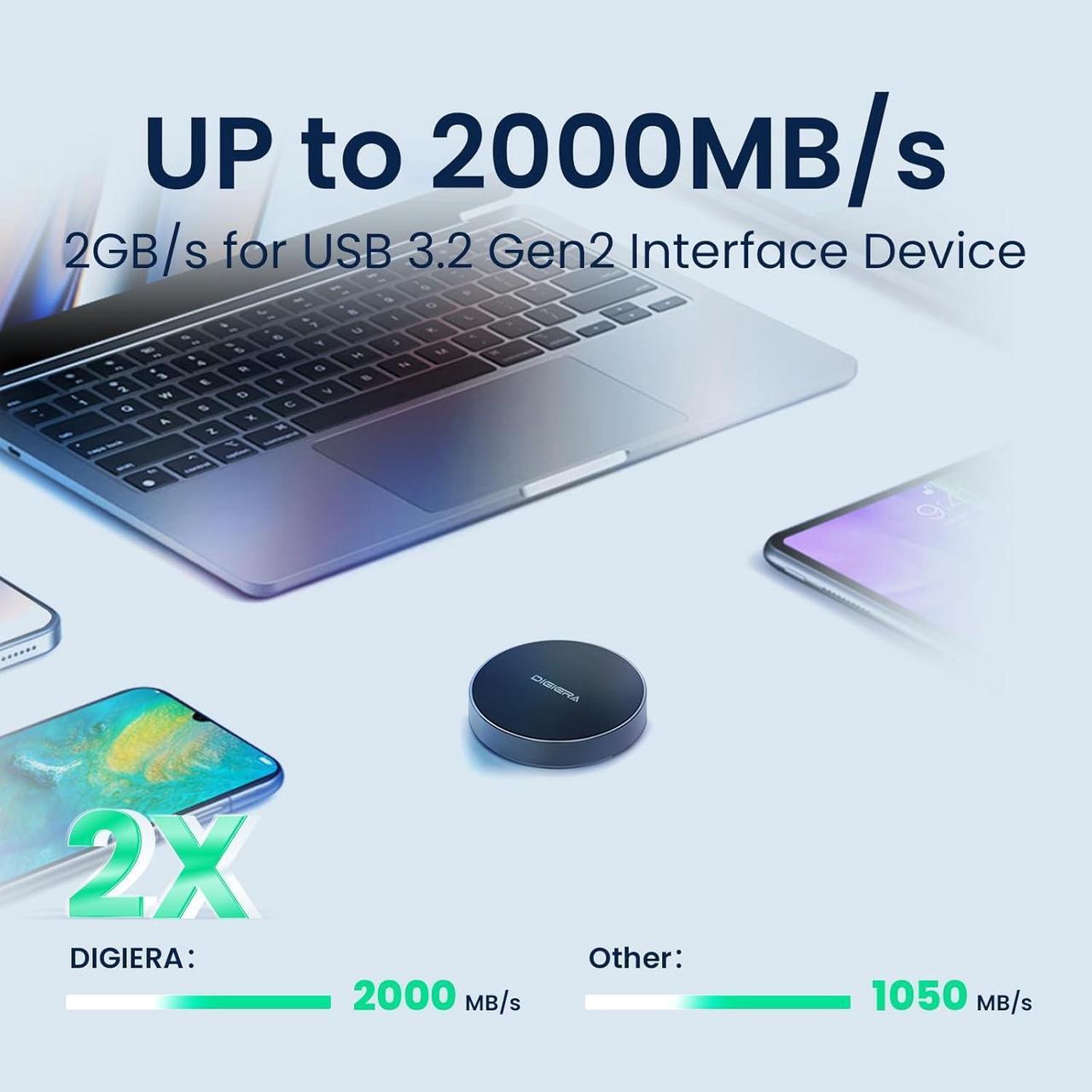 Alt view image 4 of 7 - 1TB Magnetic Portable SSD, External SSD with Type-C USB 3.2 Gen 2x2, Speeds Up to 2000MB/s, Compact & Durable, Compatible with iPhone 15/16 Series, Galaxy S24/S23, Tablet, Computer, Black