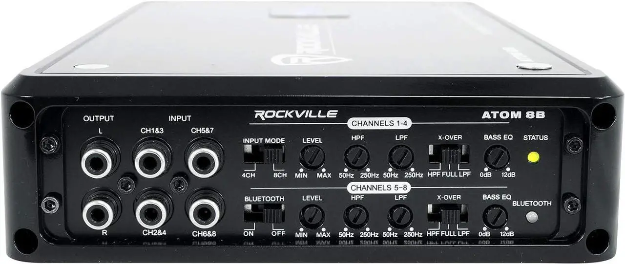 Alt view image 6 of 7 - 8B 3500W 8-Channel Marine/Boat Amplifier with Bluetooth, Black, IPX6, Class D, Includes Remote, Advanced DSP, Compact Design - Perfect for Boats, Marine Sound Systems