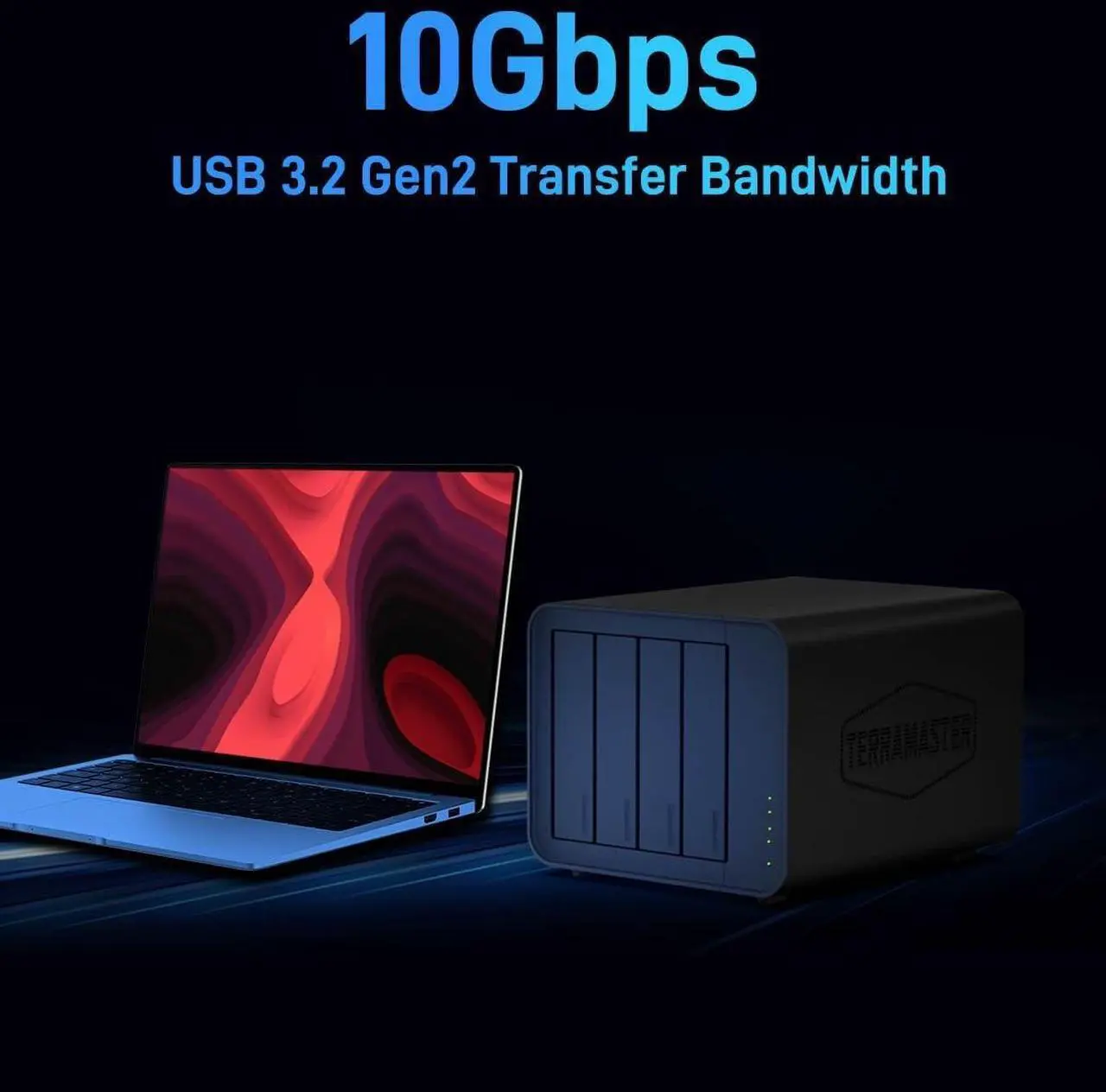 Alt view image 5 of 7 - D8 Hybrid HDD NVMe Enclosure USB 3.2 Gen 2 10Gbps Type C 8Bay USB Storage Supports RAID 0/1/Single/JBOD Exclusive 2 Plus 6 RAID Hybrid Disk Array, Diskless