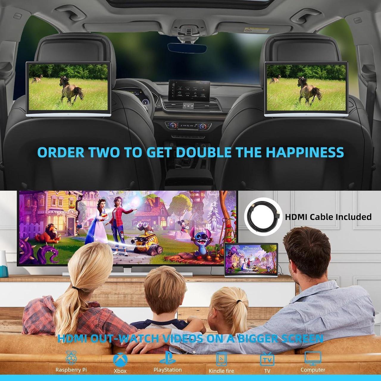 Alt view image 4 of 7 - Android 11 Car Headrest Video Players with 2.4G/5G Dual Brand WiFi, Dual Rear Seat TV Monitors Can Sync Screens, IPS Touch Screen 4K Tablets, HDMI Out/in Bluetooth FM USB-2G+32G