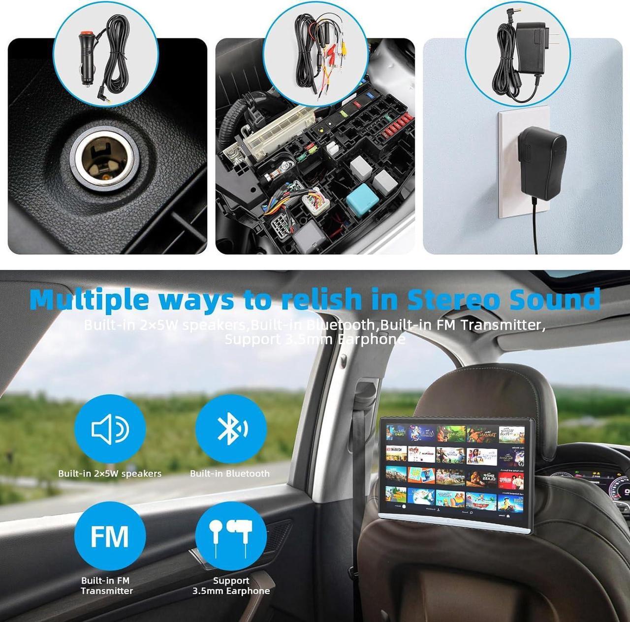 Alt view image 5 of 7 - Android 11 Car Headrest Video Players with 2.4G/5G Dual Brand WiFi, Dual Rear Seat TV Monitors Can Sync Screens, IPS Touch Screen 4K Tablets, HDMI Out/in Bluetooth FM USB-2G+32G