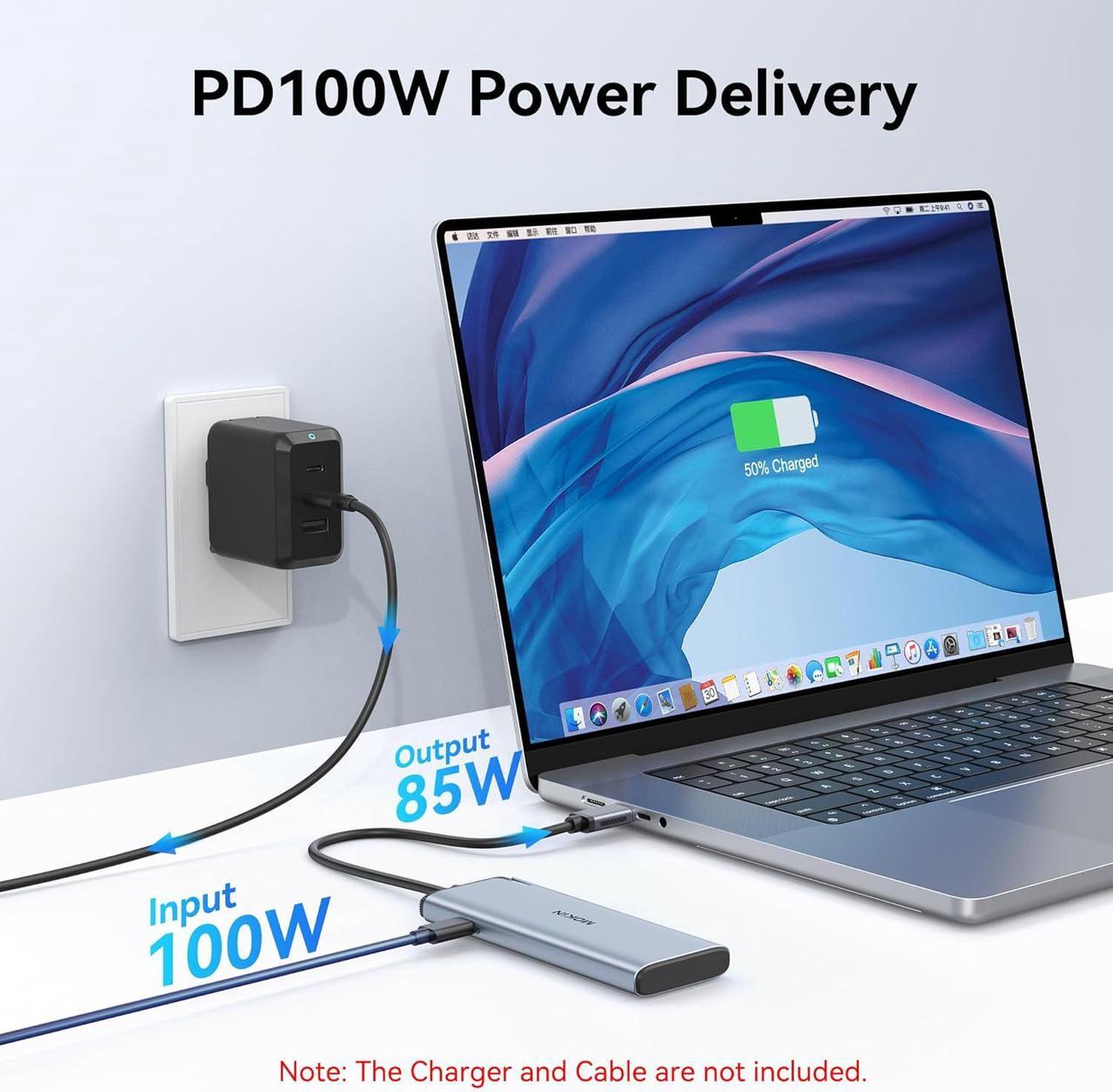 Alt view image 6 of 7 - USB C to USB C Hub Dual Monitor, USBC Splitter with 4K@60Hz DP Alt Mode Video Output, 10Gbps Data Transfer, 100W PD Charging, Dual Monitor Adapter for Laptop, Portable Monitor and More Type C Devices