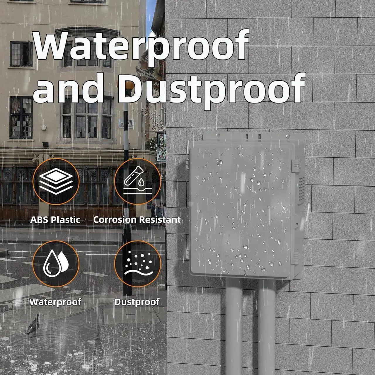 Alt view image 4 of 6 - White Outdoor Electrical Box Waterproof Nema Enclosure 16x11x6 Plastic WiFi Box with Fan Vented Dust Screen