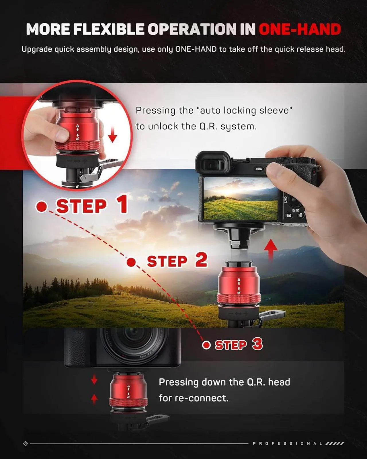 Alt view image 2 of 7 - Mini Tripod for Camera, Professional Tabletop Tripod with Pedal for Photography, Small Tripod Max Load up to 17.64 lbs, Desktop Tripod Compatible with , Nikon, Canon DSLR Camera, Base-P
