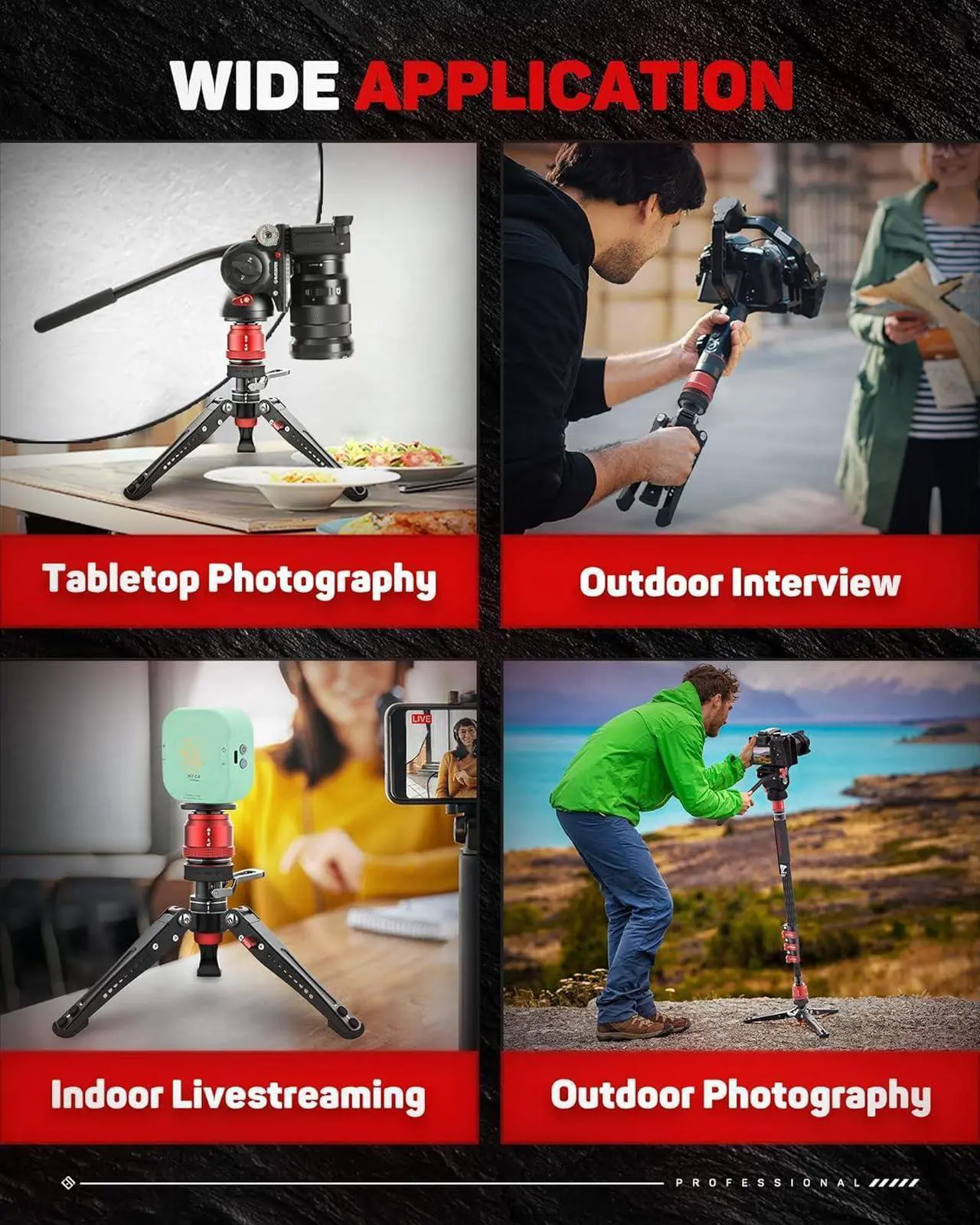 Alt view image 7 of 7 - Mini Tripod for Camera, Professional Tabletop Tripod with Pedal for Photography, Small Tripod Max Load up to 17.64 lbs, Desktop Tripod Compatible with , Nikon, Canon DSLR Camera, Base-P