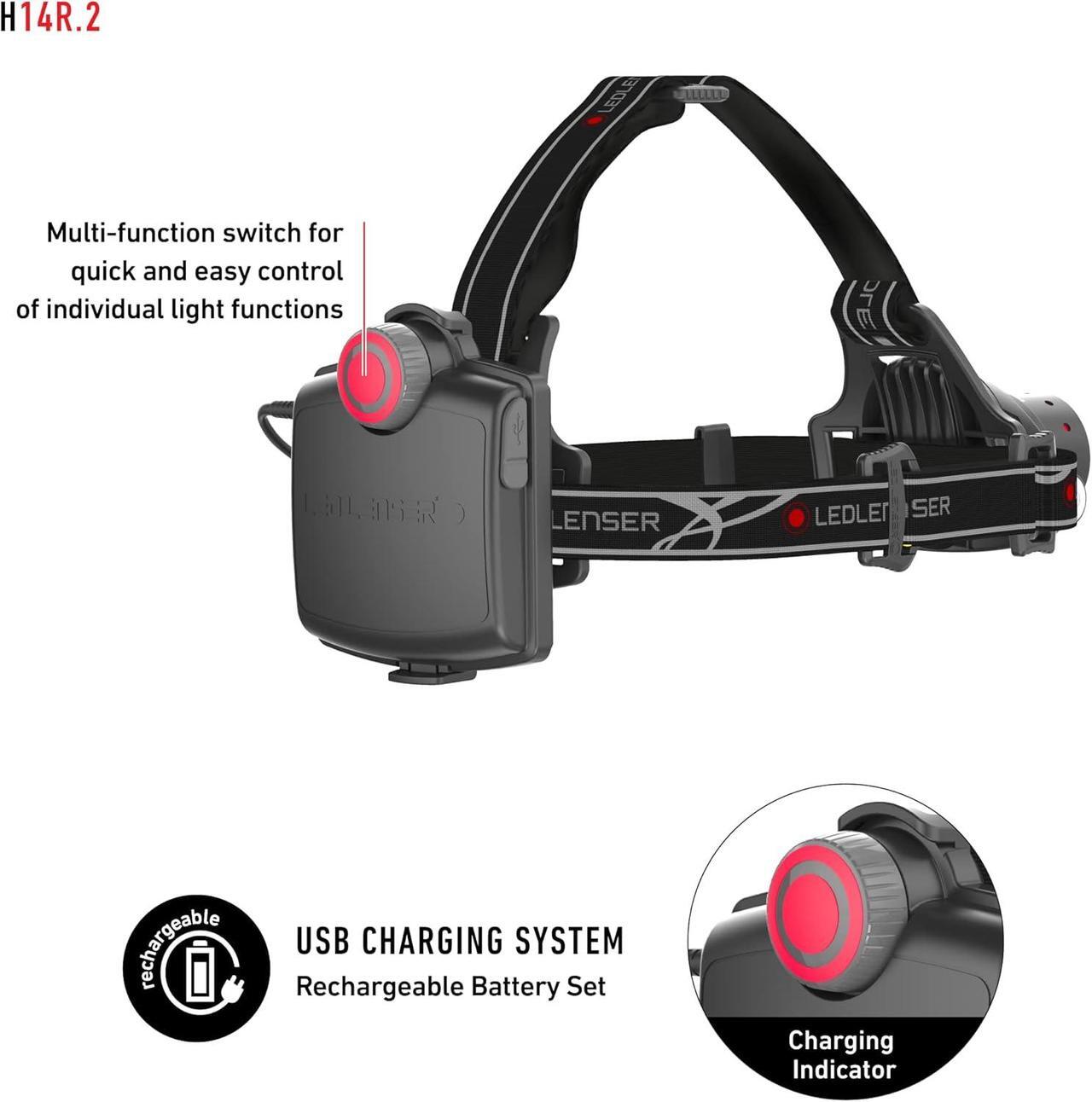 Alt view image 5 of 7 - H14R.2 Rechargeable Headlamp, High Power LED, 1000 Lumens, Hands-Free Light for Everyday and Outdoor Use, Hunting, Fishing, Hiking, Tactical, Black