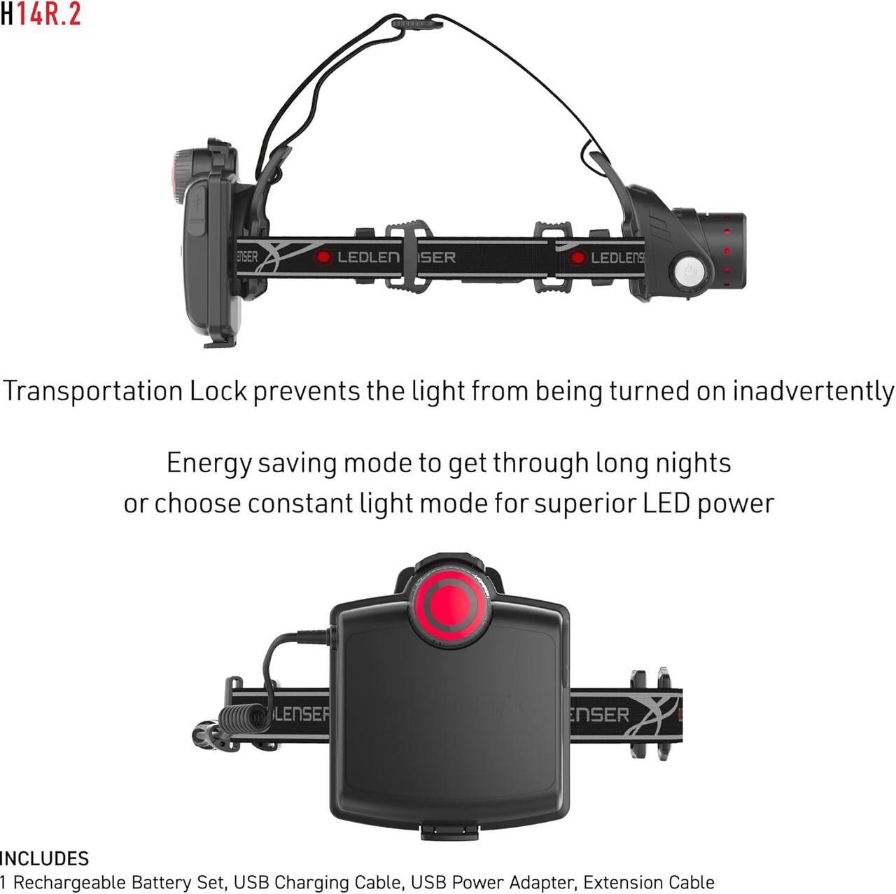 Alt view image 7 of 7 - H14R.2 Rechargeable Headlamp, High Power LED, 1000 Lumens, Hands-Free Light for Everyday and Outdoor Use, Hunting, Fishing, Hiking, Tactical, Black