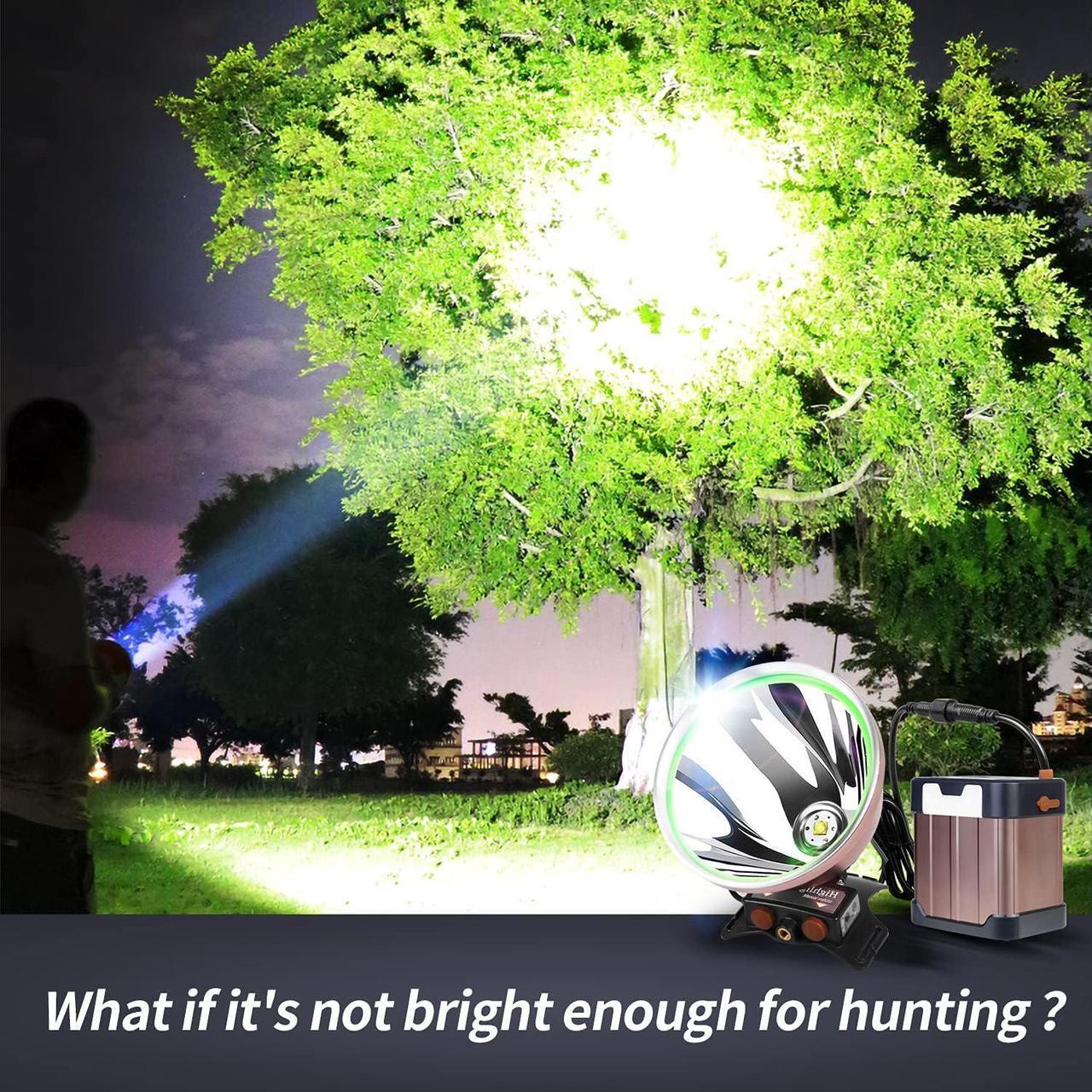 Alt view image 2 of 7 - Coon Hunting Lights High Power LED Headlamp Super Bright High Lumens 22000mAh Rechargeable Headlight Waterproof Head Spotlight Torch for Fishing Camping